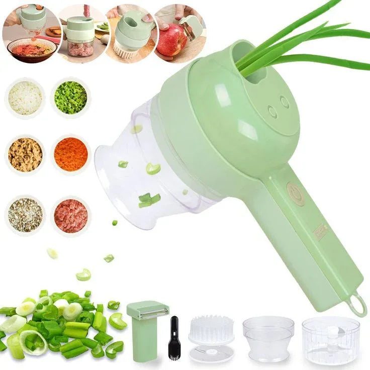 4-in-1 mini handheld electric vegetable cutter and food chopper set with accessories