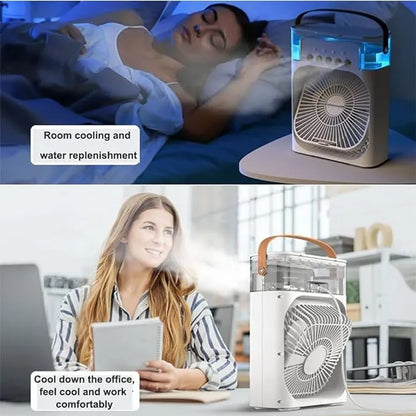 Portable Ice Cooling Fan - 3-in-1 Mist Air Cooler for Home & Office