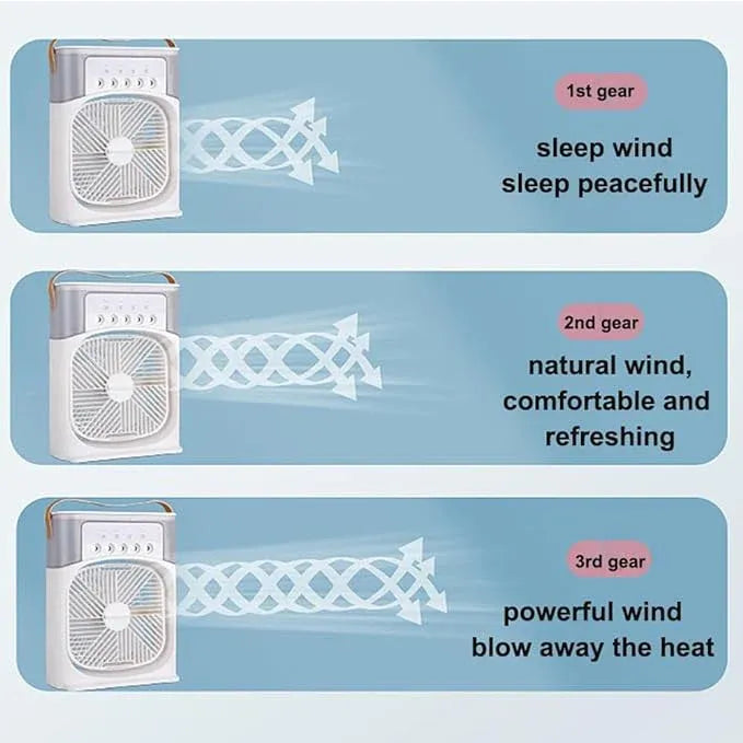 Portable Ice Cooling Fan - 3-in-1 Mist Air Cooler for Home & Office